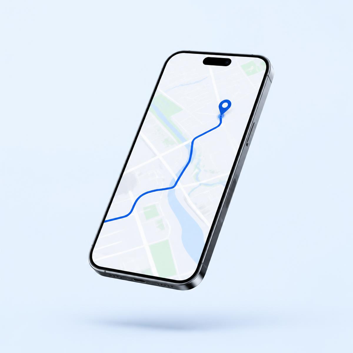 Smartphone exibindo o acompanhamento do veículo na plataforma AuraTrac